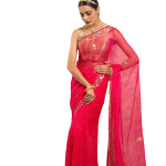 Pink Pure Georgette Lehariya Saree | Aari, Sequin & Resham Work | Jaipurio Designer Collection